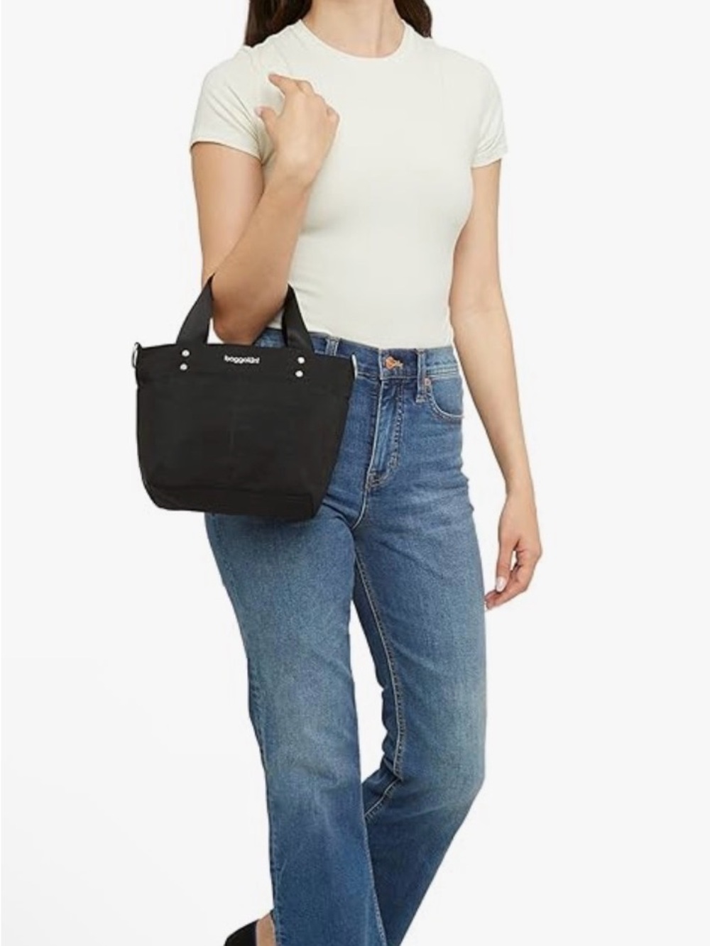 Baggallini Mini Carryall Tote with Front Pockets in Black